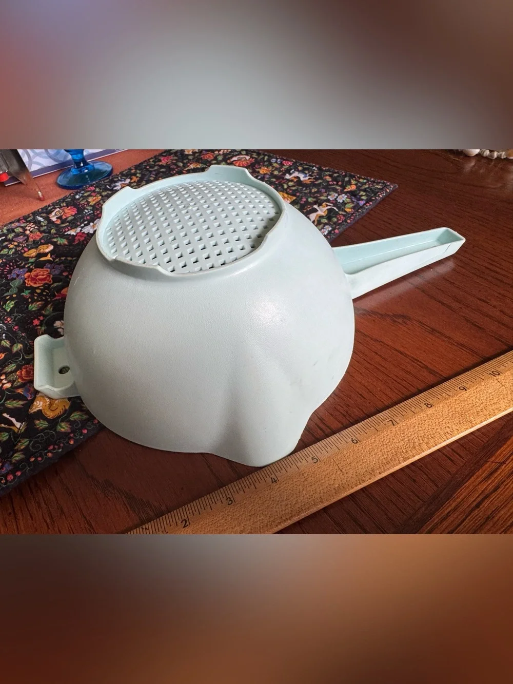 Vintage Tupperware 1523-3 Aqua Blue Green Strainer/Colander Kitchen Turquoise